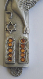 Load image into Gallery viewer, Pewter Mezuzah Adorned with Swarovski Crystals - Dove - Peace Dove Mezuzah
