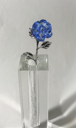 Load image into Gallery viewer, Long Stem Blue Crystal Rose In Crystal Vase - Blue Crystal Flower In Crystal Vase
