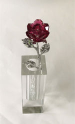 Load image into Gallery viewer, Red Crystal Rose Handcrafted By Bjcrystalgifts Using Swarovski Crystals In A Crystal Vase
