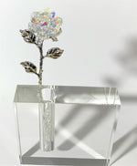 Load image into Gallery viewer, Aurora Borealis Long Stem Rose In Crystal Vase

