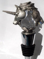 Load image into Gallery viewer, Crystal Unicorn Wine Stopper - Pewter Unicorn Wine Stopper - Stainless Steel Wine Stopper
