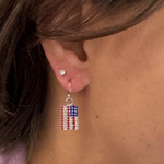 Load image into Gallery viewer, American Flag Crystal Earrings &amp; Necklace Set
