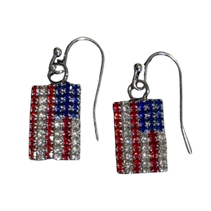 🇺🇸✝️ American Flag & Cross Crystal Jewelry Set (Necklace/Earrings)