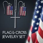 Load image into Gallery viewer, 🇺🇸✝️ American Flag &amp; Cross Crystal Jewelry Set (Necklace/Earrings)
