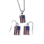 Load image into Gallery viewer, American Flag Crystal Earrings &amp; Necklace Set
