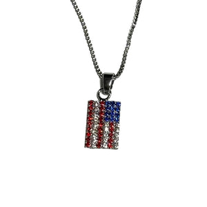 American Flag Crystal Earrings & Necklace Set