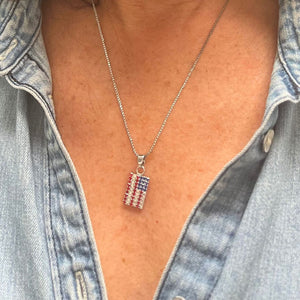 American Flag Crystal Earrings & Necklace Set