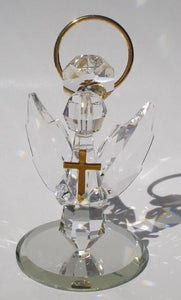 Handcrafted Crystal Angel Holding Cross Made Using Swarovski Crystal