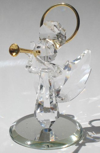 Handcrafted Crystal Angel Blowing Trumpet Made with Swarovski Crystal - Angel with Trumpet
