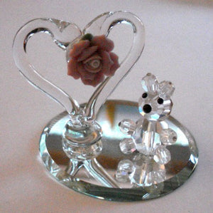 Crystal Bear Under Heart Handcrafted By Bjcrystalgifts Using Swarovski Crystal
