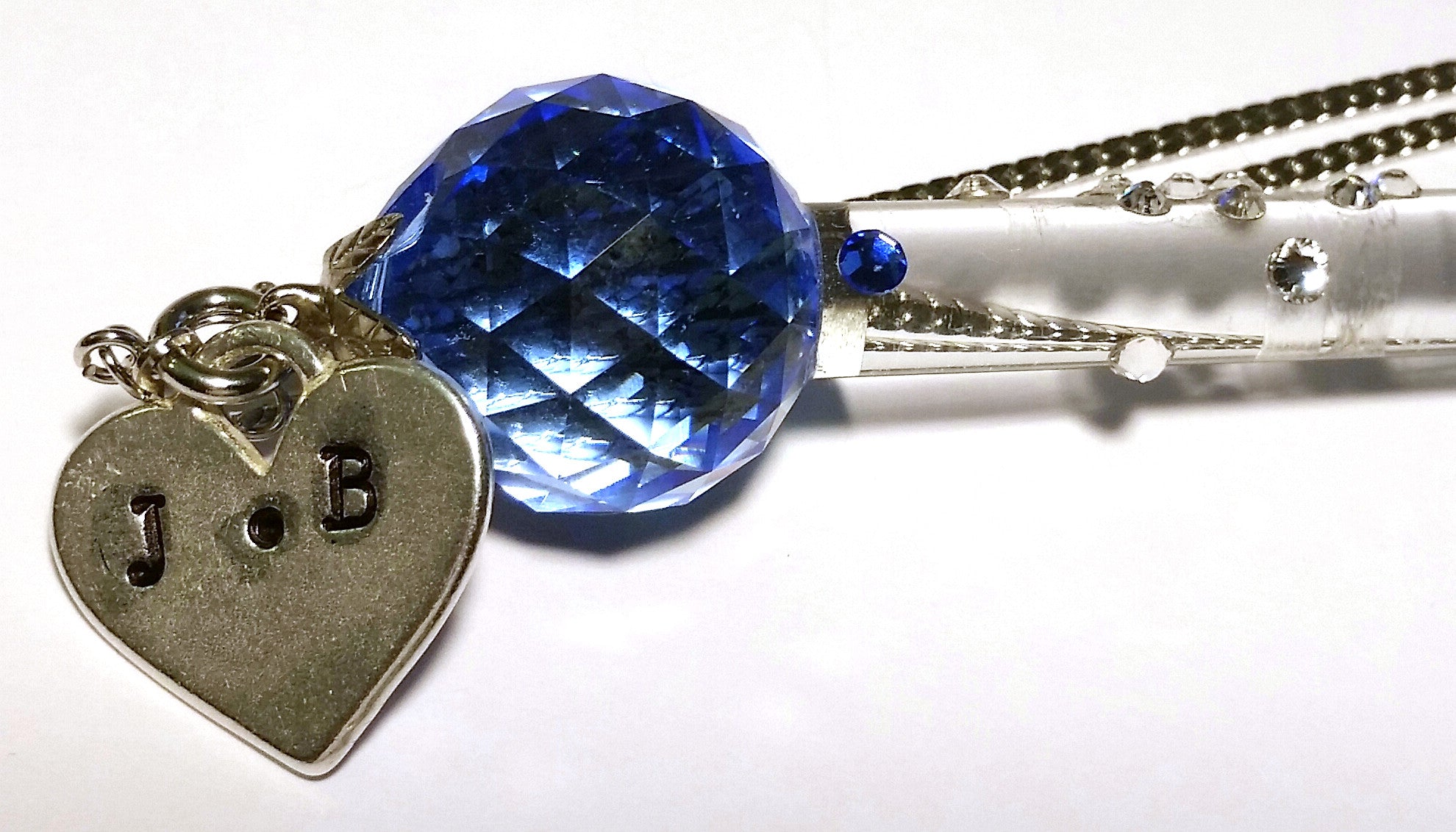 Personalized Blue Crystal Yad For Bar Mitzah - Personalized Blue Torah Pointer