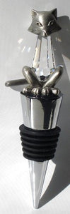 Crystal Cat Wine Stopper - Wine Collector - Pewter Cat - Stainless Steel Wine Stopper