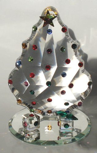 Crystal Christmas Scene - Crystal Christmas Tree With Presents Handcrafted With Swarovski Crystal