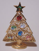 Load image into Gallery viewer, Christmas Tree Ornament - Gold Tone - Adorned With Swarovski Crystals
