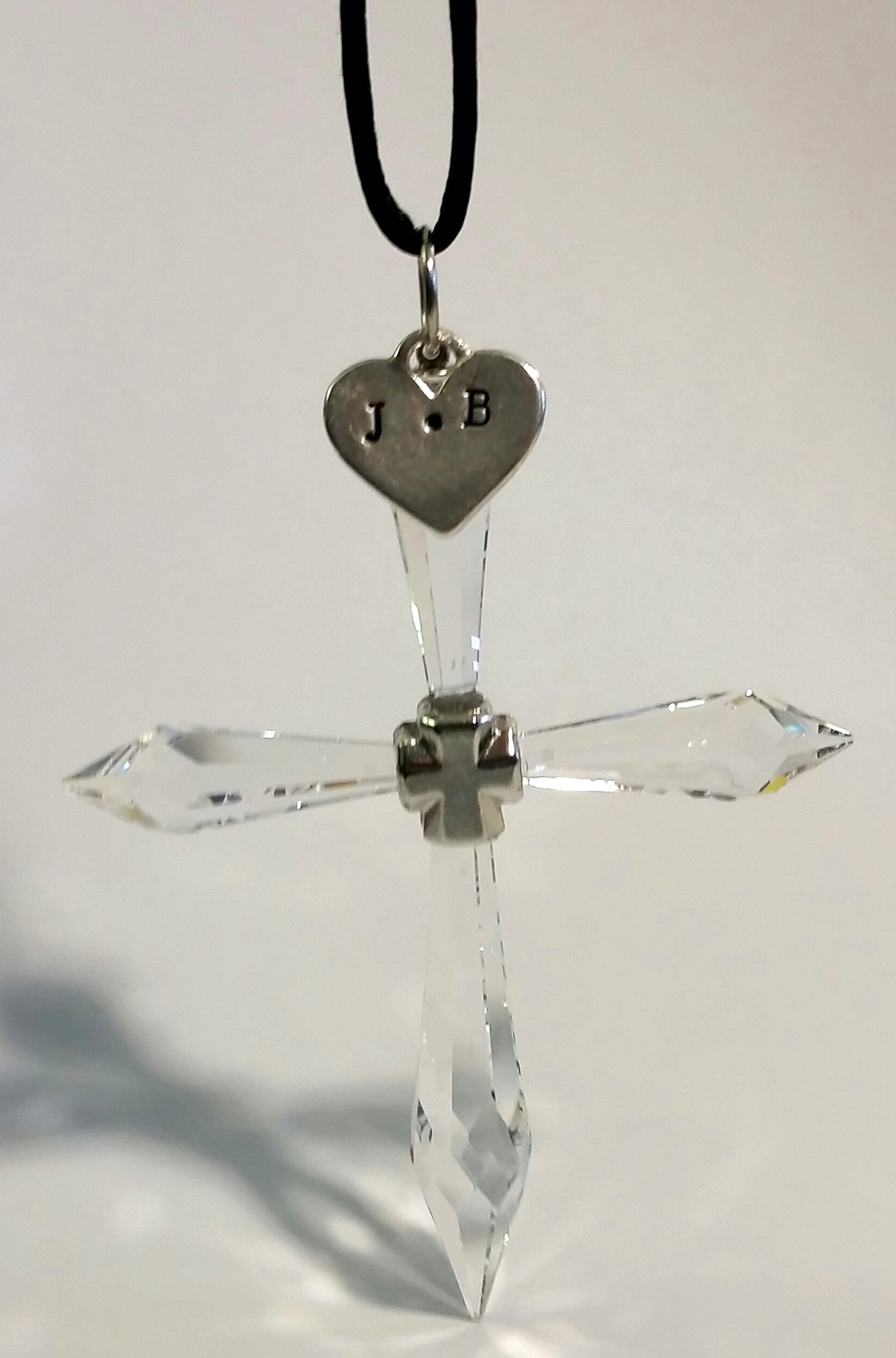 Personalized Crystal Hanging Cross Ornament - Personalized Crystal Cross