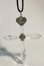 Load image into Gallery viewer, Personalized Crystal Hanging Cross Ornament - Personalized Crystal Cross
