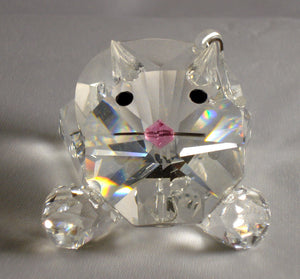 Crystal Crouching Cat Figurine - Cat Miniature Handcrafted Using Swarovski Crystal - Crystal Playful Kitten