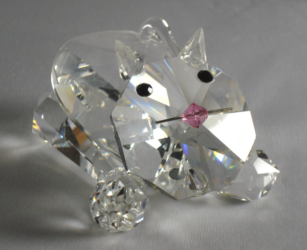 Crystal Crouching Cat Figurine - Cat Miniature Handcrafted Using Swarovski Crystal - Crystal Playful Kitten