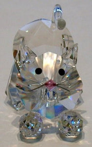 Crystal Crouching Cat Figurine - Cat Miniature Handcrafted Using Swarovski Crystal - Crystal Playful Kitten