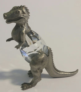 Crystal Dinosaur Figurine - Pewter Dinosaur Miniature Handcrafted With Swarovski Crystal