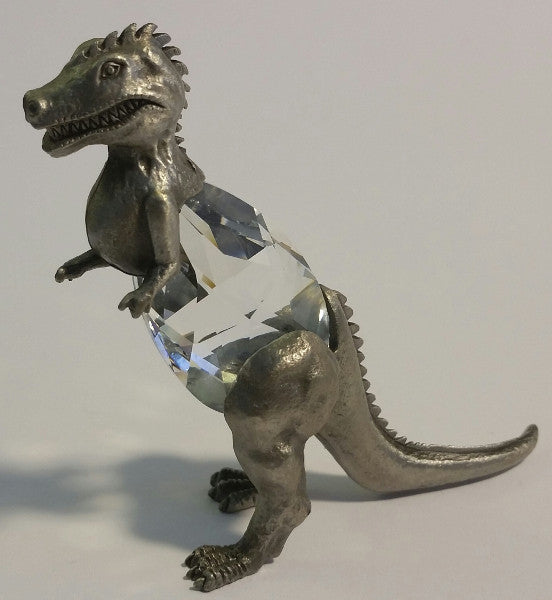 Crystal Dinosaur Figurine - Pewter Dinosaur Miniature Handcrafted With Swarovski Crystal