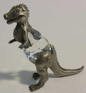 Crystal Dinosaur Figurine - Pewter Dinosaur Miniature Handcrafted With Swarovski Crystal