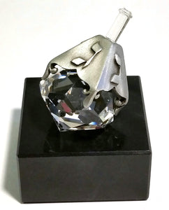 Crystal and Pewter Dreidel On a Black Marble Base - Handcrafted By Bjcrystalgifts Using Swarovski Crystal