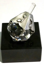 Load image into Gallery viewer, Crystal and Pewter Dreidel On a Black Marble Base - Handcrafted By Bjcrystalgifts Using Swarovski Crystal
