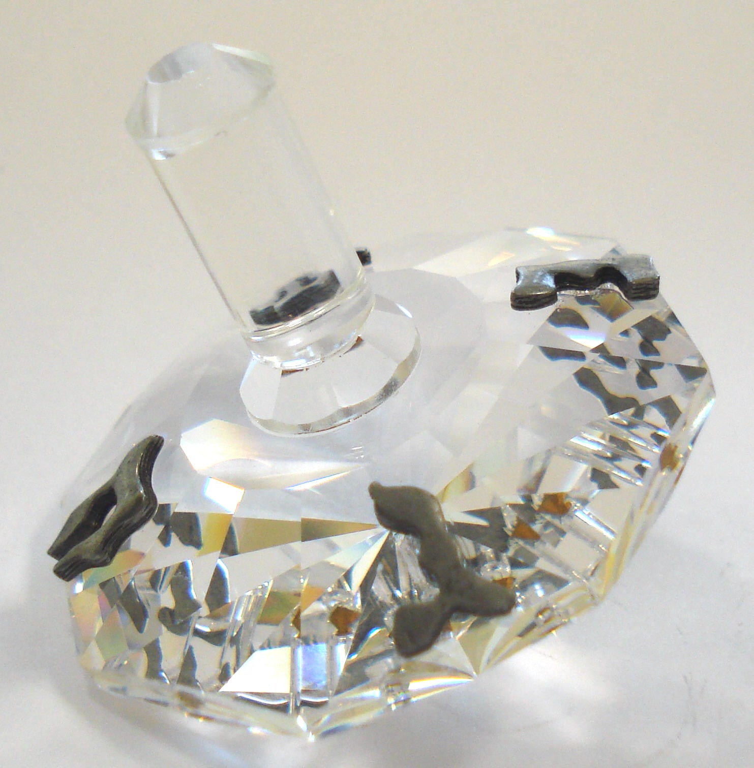 Crystal Dreidel Handcrafted By Bjcrystalgifts Using Swarovski Crystal - Pewter Dreidel