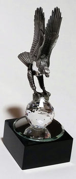 Load image into Gallery viewer, Personalized Pewter Eagle Made with Swarovski Crystal on Marble Base - Eagle Figurine
