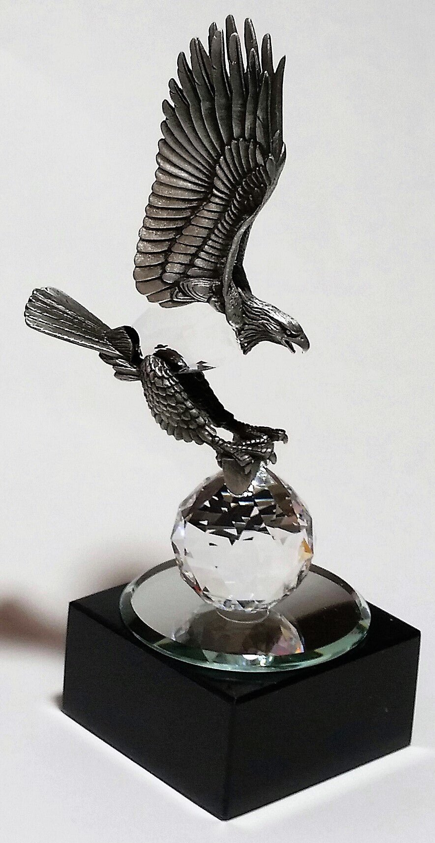 Personalized Pewter Eagle Made with Swarovski Crystal on Marble Base - Eagle Figurine