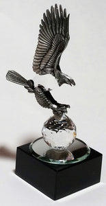Personalized Pewter Eagle Made with Swarovski Crystal on Marble Base - Eagle Figurine