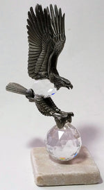 Load image into Gallery viewer, Crystal And Pewter Eagle Perched On A Tumbled Marble Base
