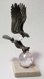 Load image into Gallery viewer, Crystal And Pewter Eagle Perched On A Tumbled Marble Base
