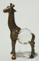 Load image into Gallery viewer, Crystal Giraffe Handcrafted By The Artisans At Bjcrystalgifts - Antique Gold Tone Giraffe
