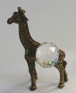 Crystal Giraffe Handcrafted By The Artisans At Bjcrystalgifts - Antique Gold Tone Giraffe