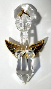 Hanging Angel ornament with Goldtone Wings Made with Swarovski Crystal