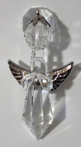 Crystal Angel Ornament with Silvertone Wings Made with Swarovski Crystal