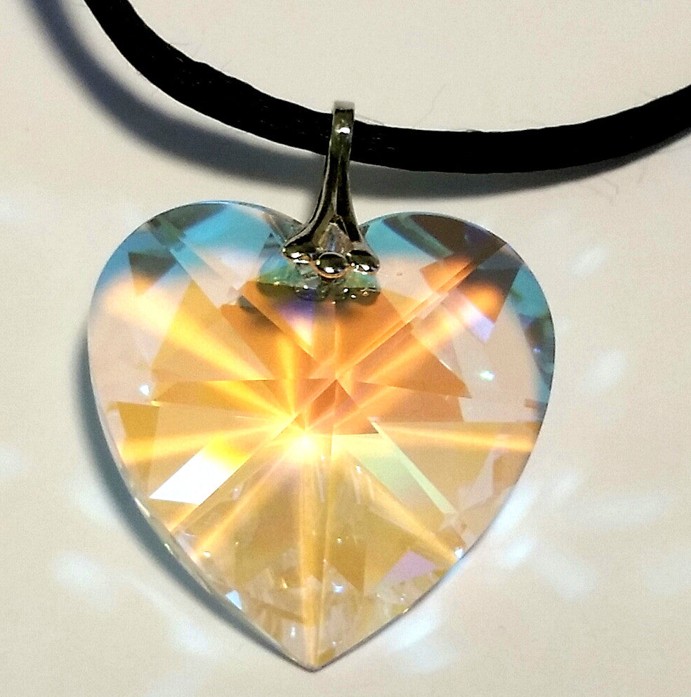 Swarovski Aurora Borealis Heart Pendant