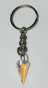 Crystal Key Chain made With Tiger Tooth Shaped AB Colored Swarovski Crystal
