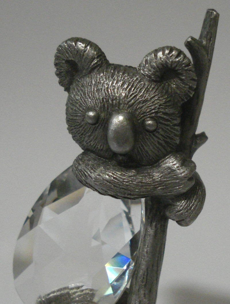 Pewter and Crystal Koala Bear Handcrafted By the Artisans At Bjcrystalgifts Using Swarovski Crystal