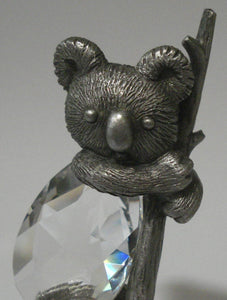 Pewter and Crystal Koala Bear Handcrafted By the Artisans At Bjcrystalgifts Using Swarovski Crystal