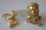 Load image into Gallery viewer, Crystal Lion Figurine Handcrafted Using Swarovski Crystal - Gold Tone Lion
