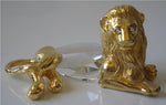 Load image into Gallery viewer, Crystal Lion Figurine Handcrafted Using Swarovski Crystal - Gold Tone Lion
