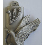 Load image into Gallery viewer, Pewter Mezuzah Case - Peace Dove Mezuzah With Ten Commandments Handcrafted Using Swarovski Crystal
