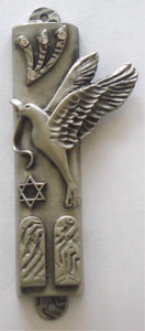 Pewter Mezuzah Case - Peace Dove Mezuzah With Ten Commandments Handcrafted Using Swarovski Crystal