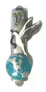 Peace Dove Hand-Painted Mezuzah - Comes With Kosher Scroll
