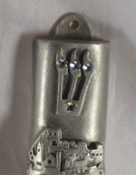 Load image into Gallery viewer, Pewter Mezuzah Jerusalem With A Kosher Mezuzah Scroll

