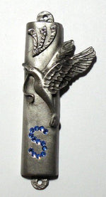 Load image into Gallery viewer, Personalized Pewter Mezuzah Handcrafted With Swarovski Crystals
