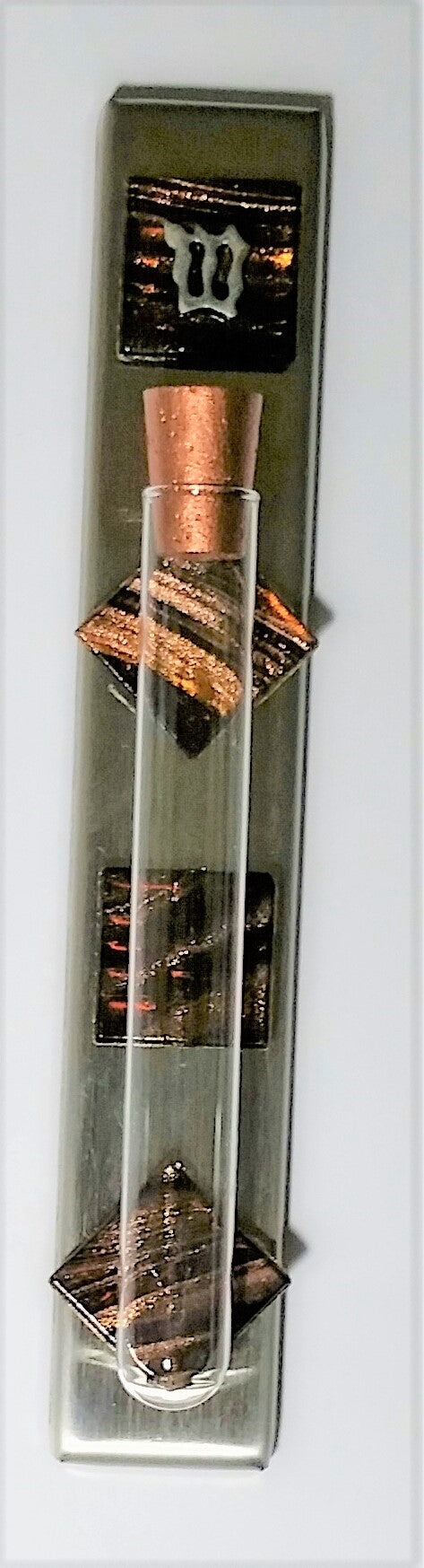 Stainless Steel Mezuzah Case - Brown Iridescent Glass Mezuzah Case - Kosher Mezuzah Scroll